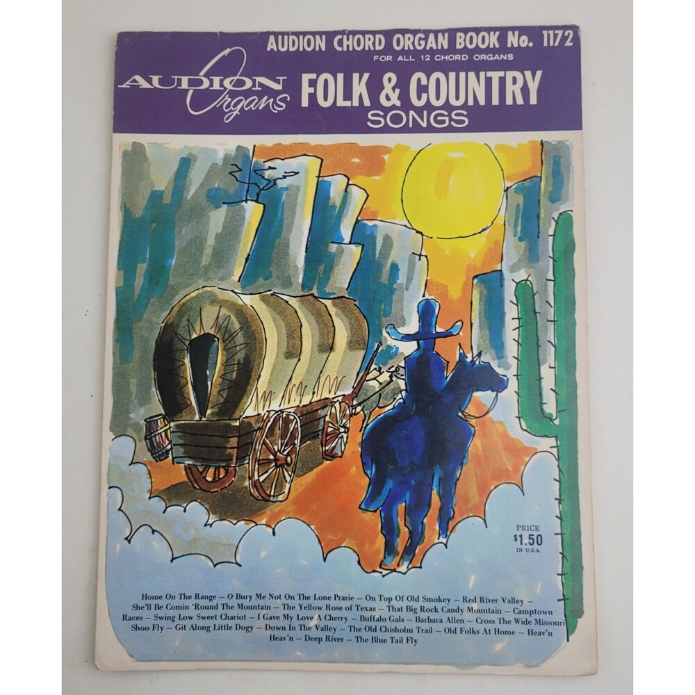 Audion Chord Organ Sheet Music Song Book 1172 Folk & Country Songs #SM3